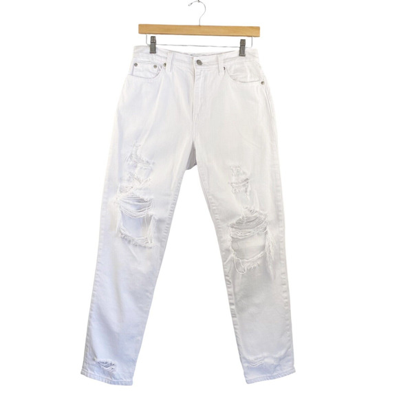 Pistola Jeans Womens Size 27 White Distressed Front Mid Rise Skinny 28" Inseam - Picture 1 of 12